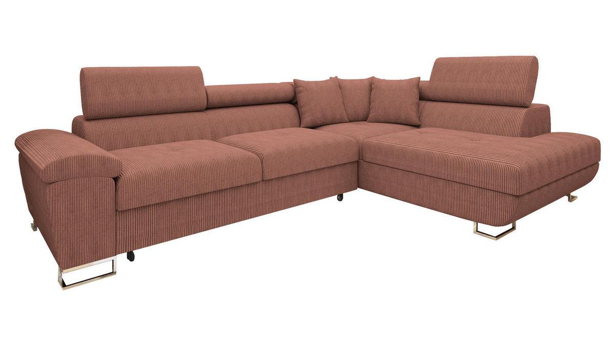 ECKSOFA Cotere Cord, Seite: Rechts - Rosa, Holz/Textil (270/202cm) - MIRJAN24