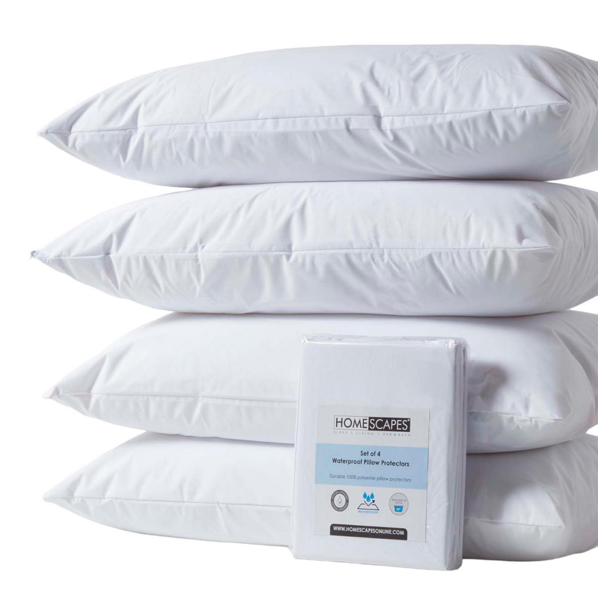 KISSENSCHONER wasserdicht 40/80 cm, 4er-Set mit Reißverschluss - Weiß, Textil (40/80cm) - Homescapes