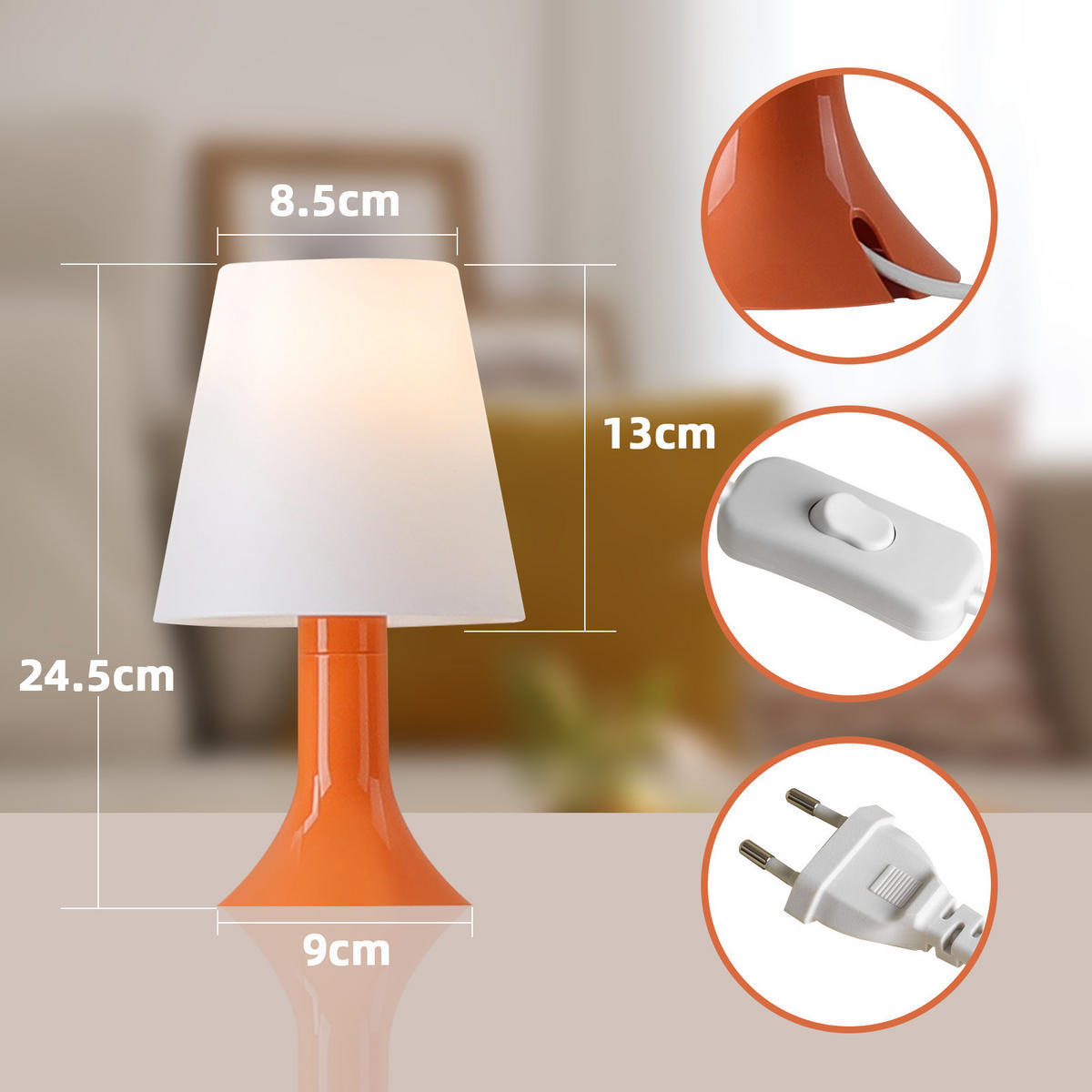 TISCHLEUCHTE Naumov (2er-Set) - Orange, Kunststoff (24.5/9/13cm) - Nettlife