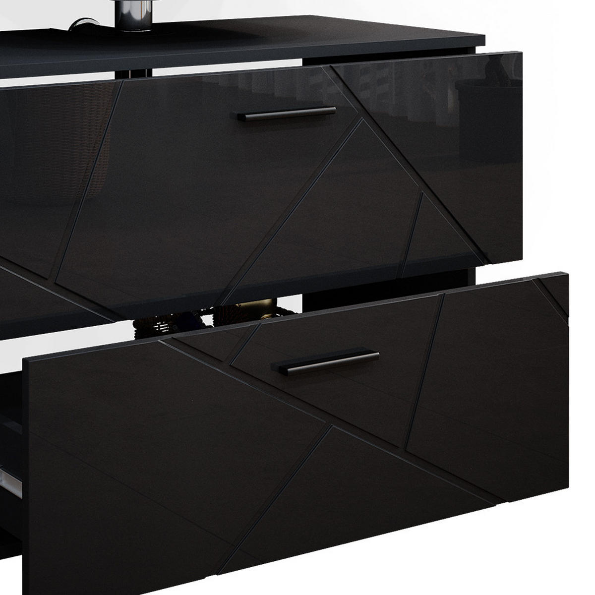 BADMÖBEL-SET Irma Anthrazit Hochglanz 4 Teile - Anthrazit, Holzwerkstoff (80/58/41cm) - Vicco
