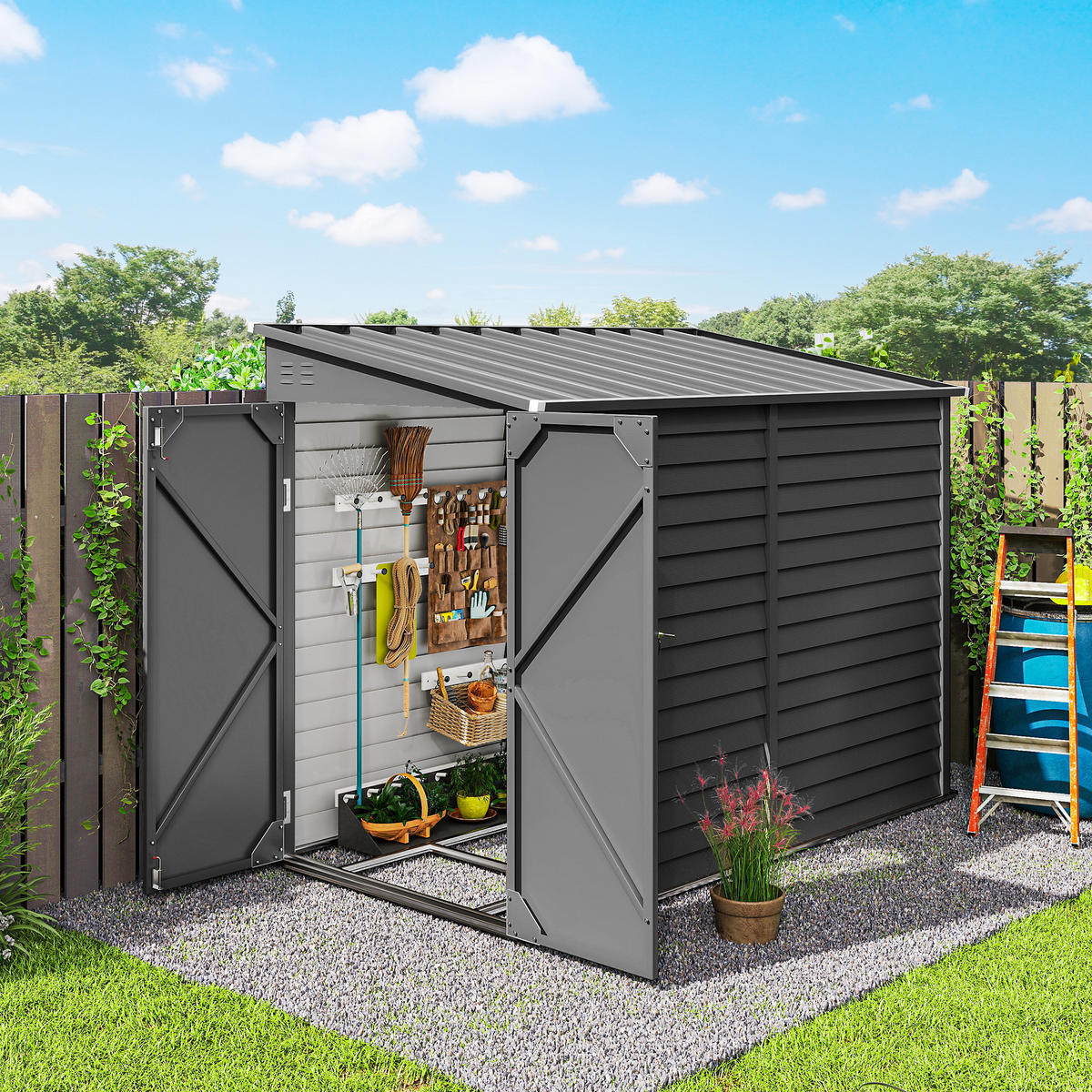 GARTENHAUS Metall Dunkelgrau - Dunkelgrau, Metall (143/202/270cm) - Outsunny