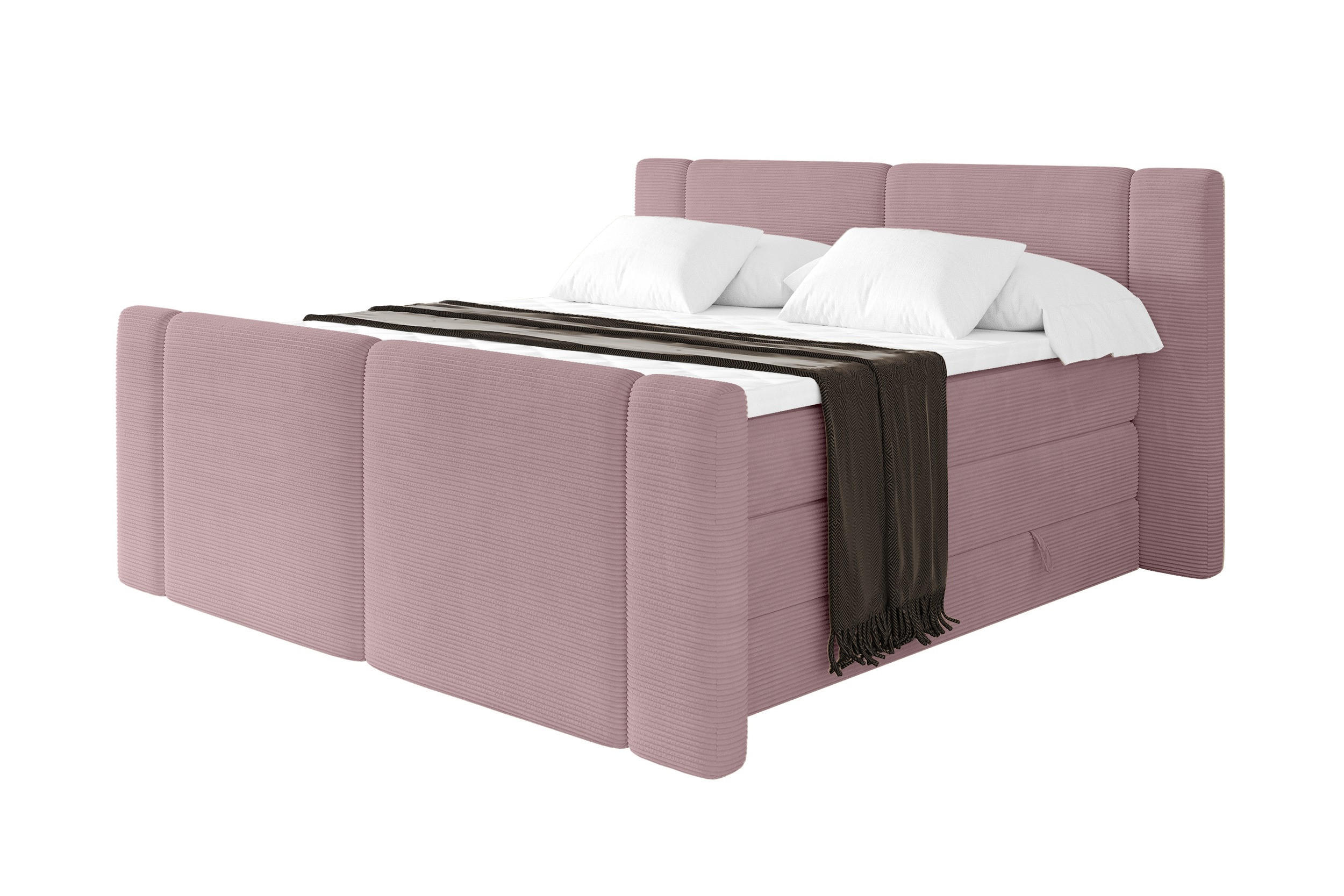 BOXSPRINGBETT mit Matratze H3/H4 - EVON KING Zanozek - 140x200 cm Rosa - Rosa, Holzwerkstoff (140/200cm) - ALTDECOR
