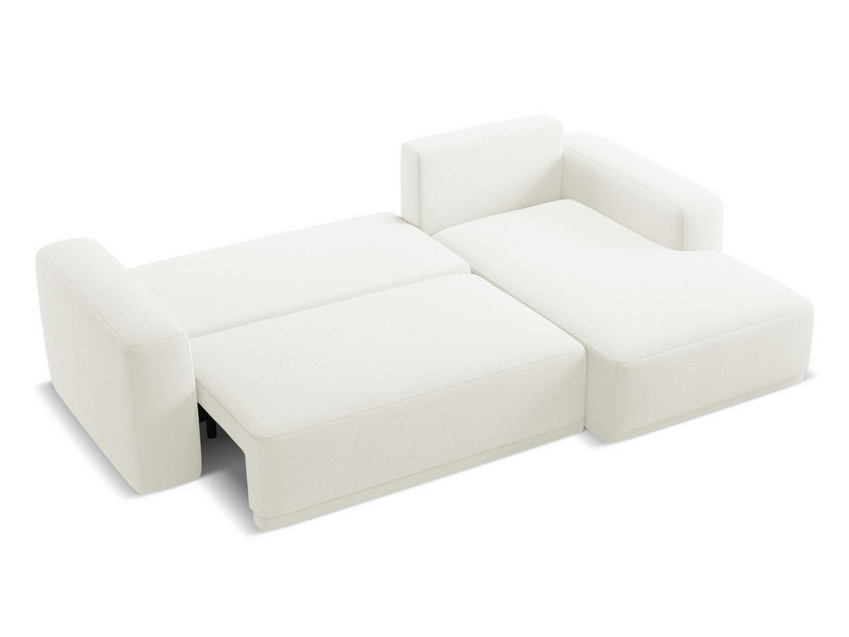 ECKSOFA mit Schlaffunktion Chenille Stoff Weiß - Schwarz/Weiß, Kunststoff/Textil (258/160cm) - Makamii