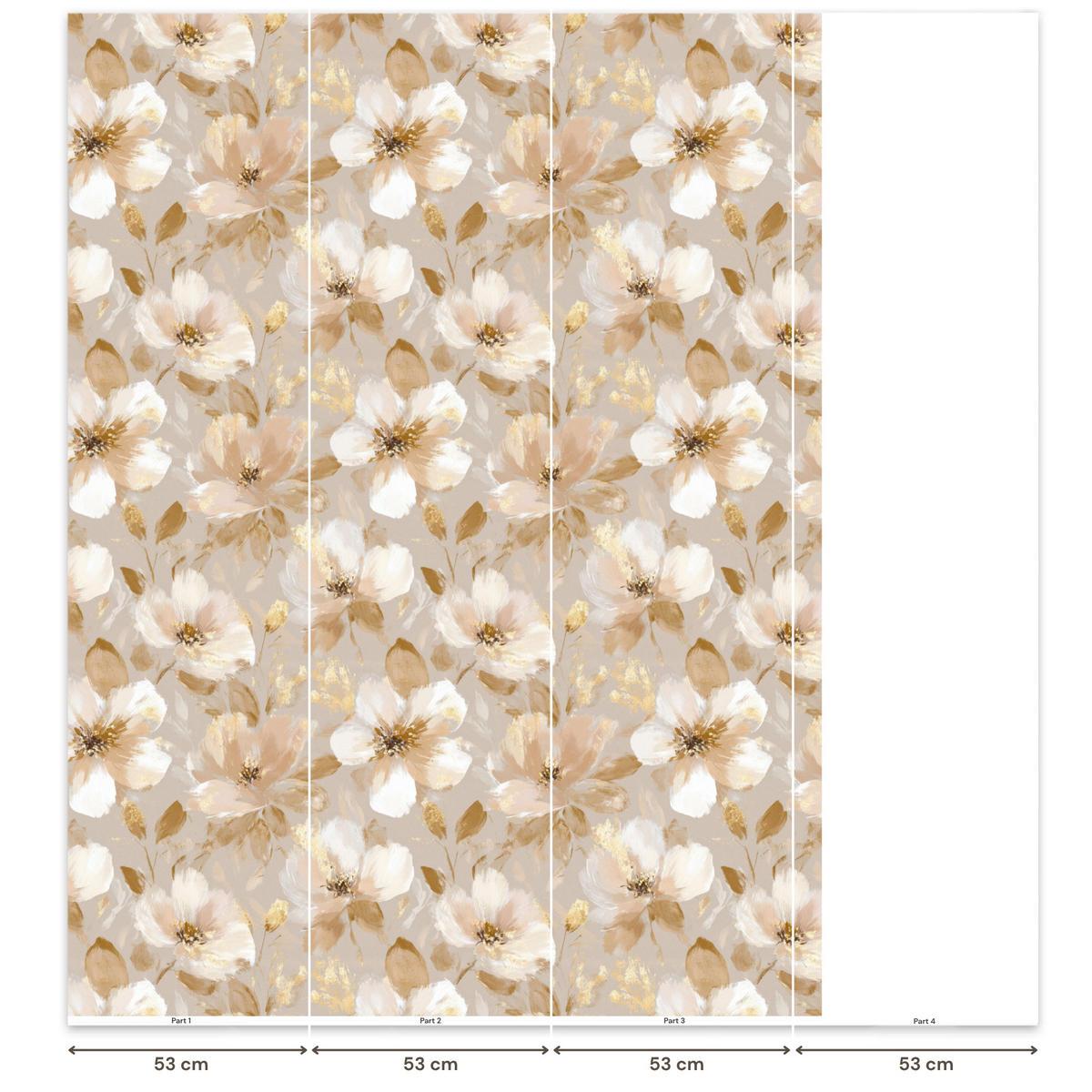 TAPETE - Blumen - künstlerisch - Gold - 160x220 cm - Beige, Papier (160/220cm) - OnlyWow