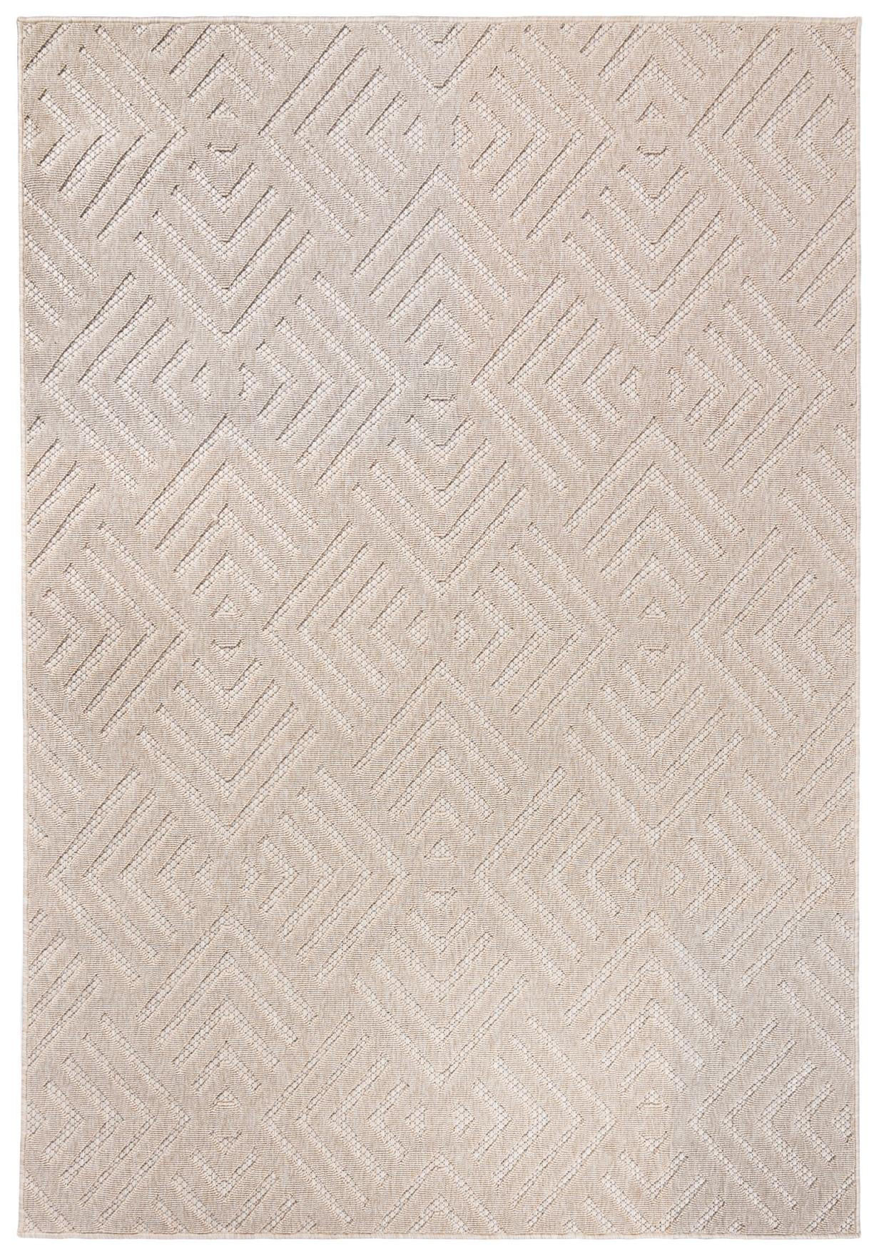 TEPPICH Beige In-Outdoor Geometrisch - Kurzflor Rechteckig - 160 x 230 cm - Ecru/Beige, Textil (160/230cm) - Mazovia