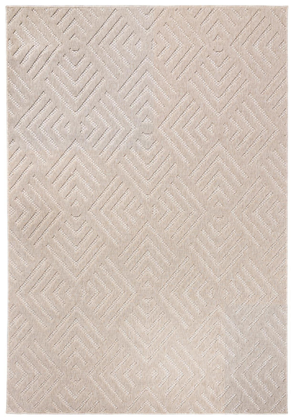 TEPPICH Beige In-Outdoor Geometrisch - Kurzflor Rechteckig - 140 x 200 cm - Ecru/Beige, Textil (140/200cm) - Mazovia