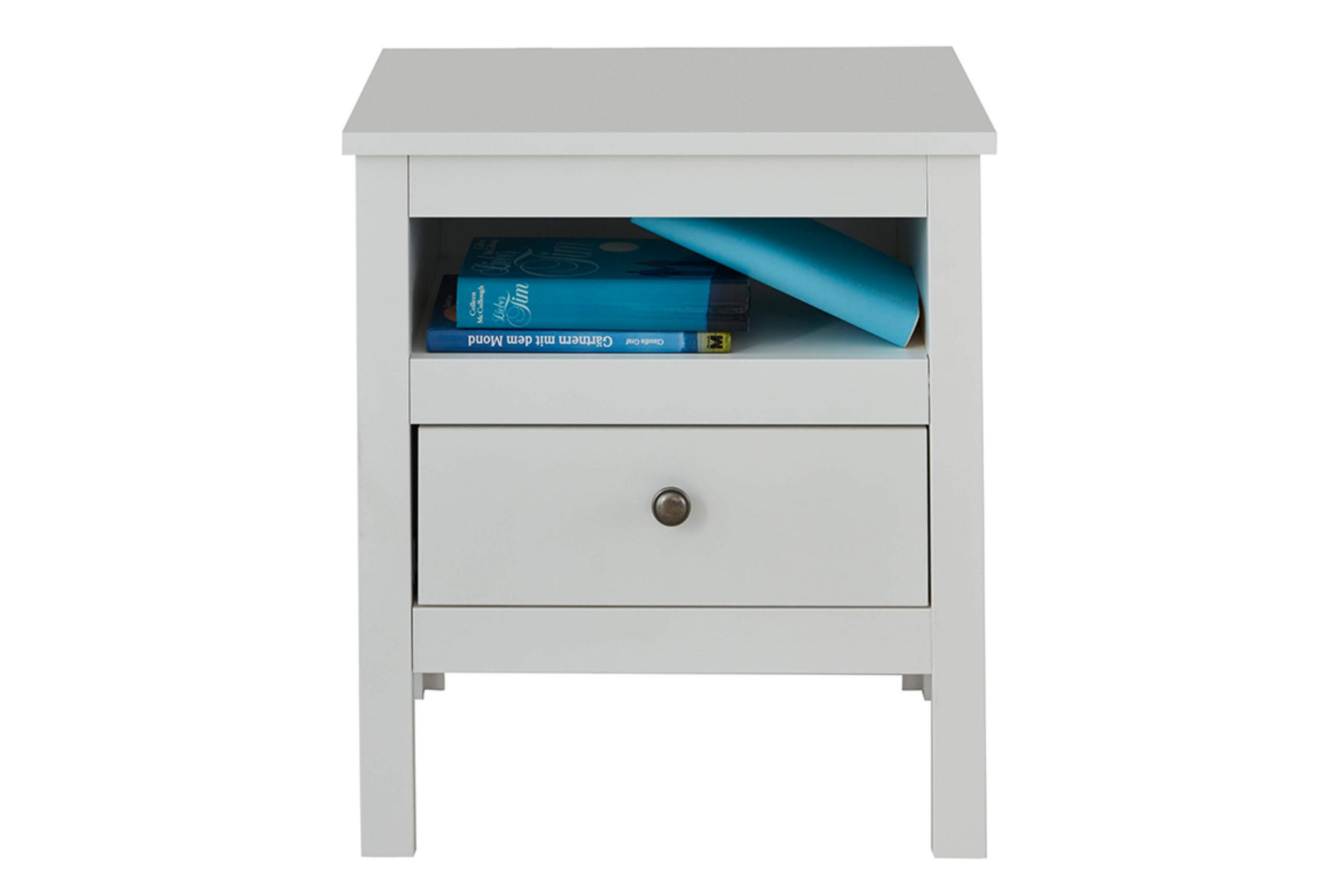 NACHTTISCH FARGE mit Schublade, weiß - Weiß, Holz (47/52/35cm) - KONSIMO®
