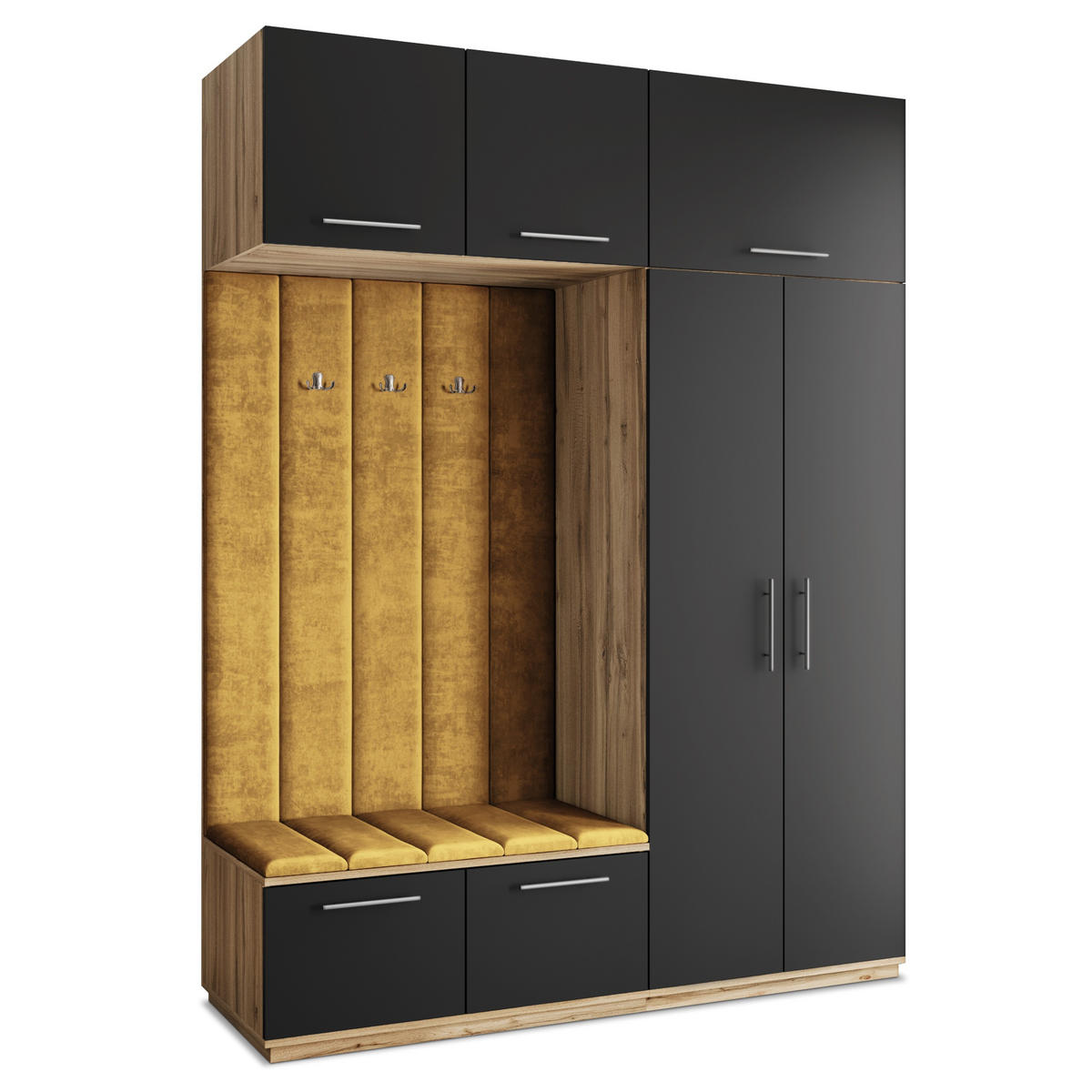 GARDEROBENSCHRANK REMA 180/240/60 cm Modern Garderobe-Set Eiche Wotan - Gelb/Eiche Wotan, Holzwerkstoff (180/240/60cm) - MASSENO
