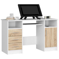 PÍSACÍ STÔL Biela, dub Sonoma 74/124/52 - hnedá/biela, kompozitné drevo (52/124/74cm) - RAUMHIRSCH FURNITURE