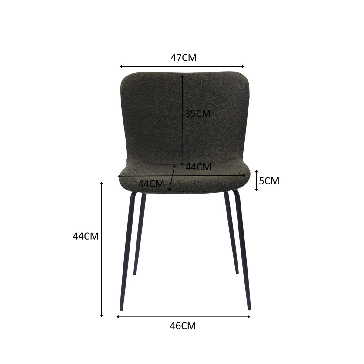STUHL-SET DE-36870 2 Stück mit Stoffbezug und Metallbeinen Smaragdgrün - Dunkelgrün, Metall (48/80/55cm) - ComfortXL