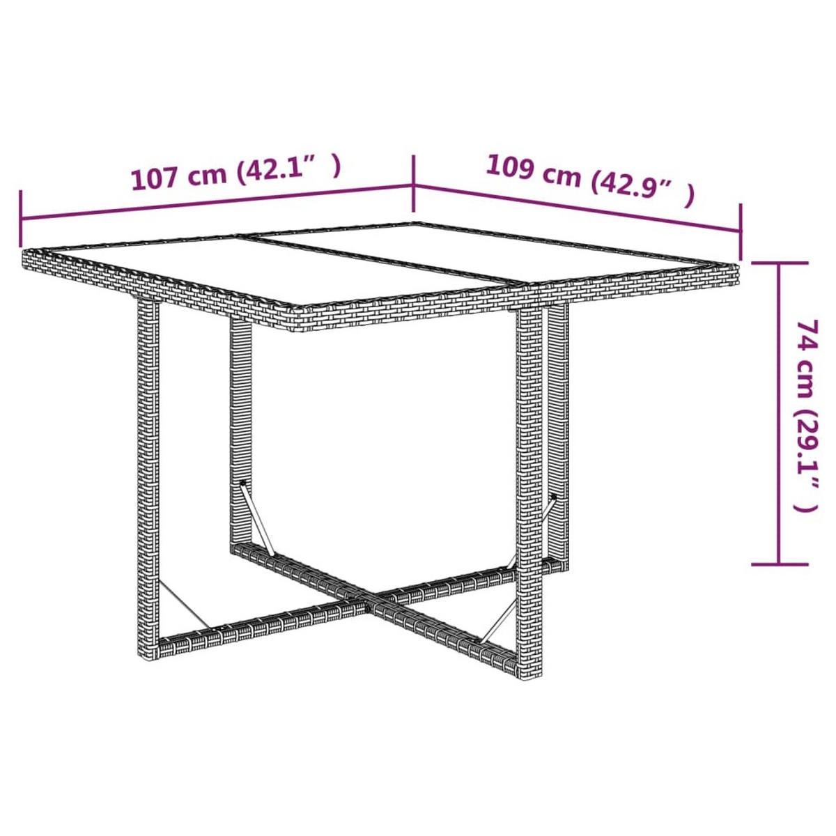 GARTENTISCH Tischmund 107/74/109 cm - Hellbraun, Naturmaterialien (109/107/74cm) - ZMH
