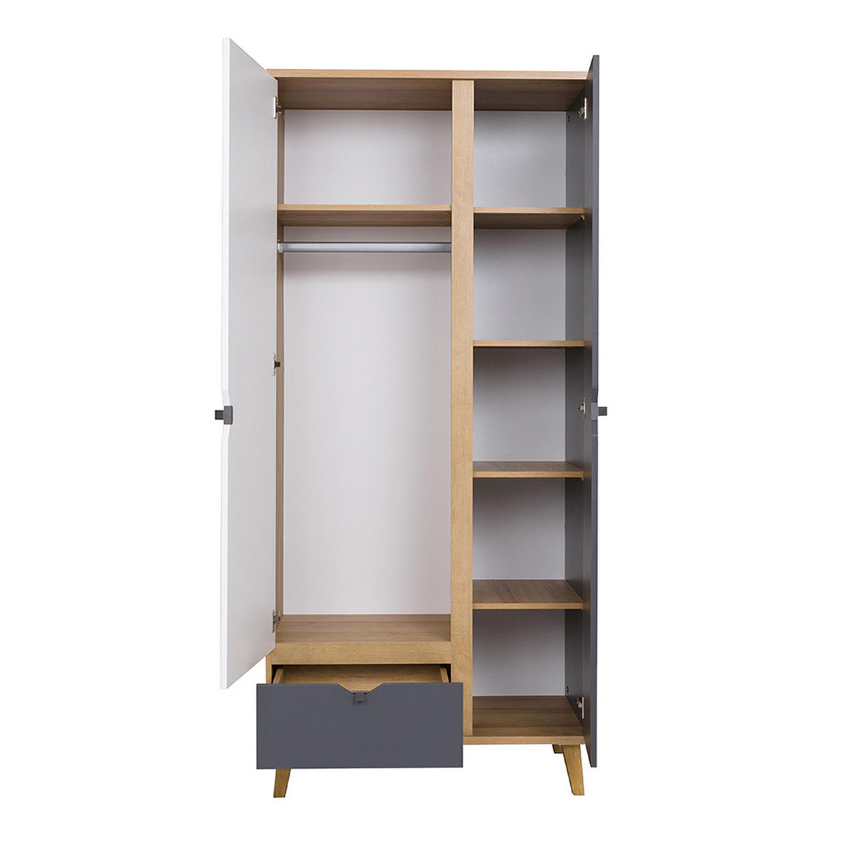 KLEIDERSCHRANK Maribor-132 - Braun, Holzwerkstoff (90/200/52cm) - Lomado