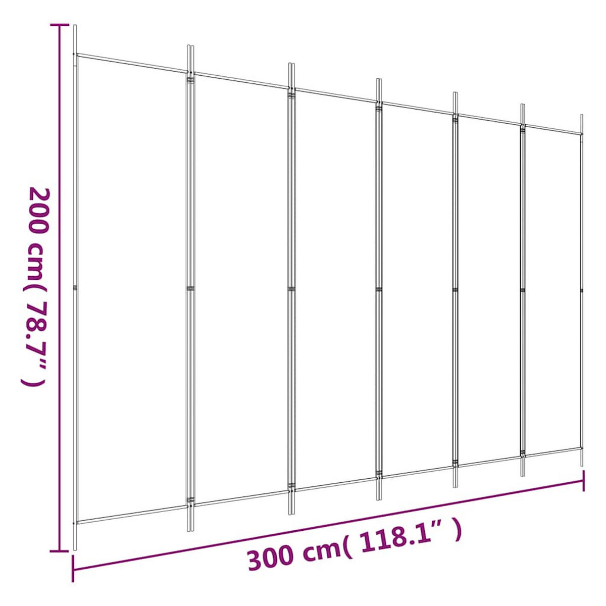 PARAVENT 6-TLG. Anthrazit 300/200 Cm Stoff - Anthrazit, Textil (300/200/300cm) - vidaXL