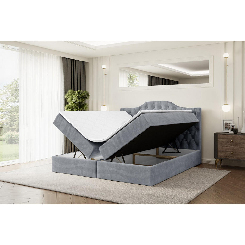 Thumbnail - Altdecor Boxbett, Grau, Holzwerkstoff, Höhe ca. 20 cm, 180x200 cm, Schlafzimmer, Betten, Boxspringbetten