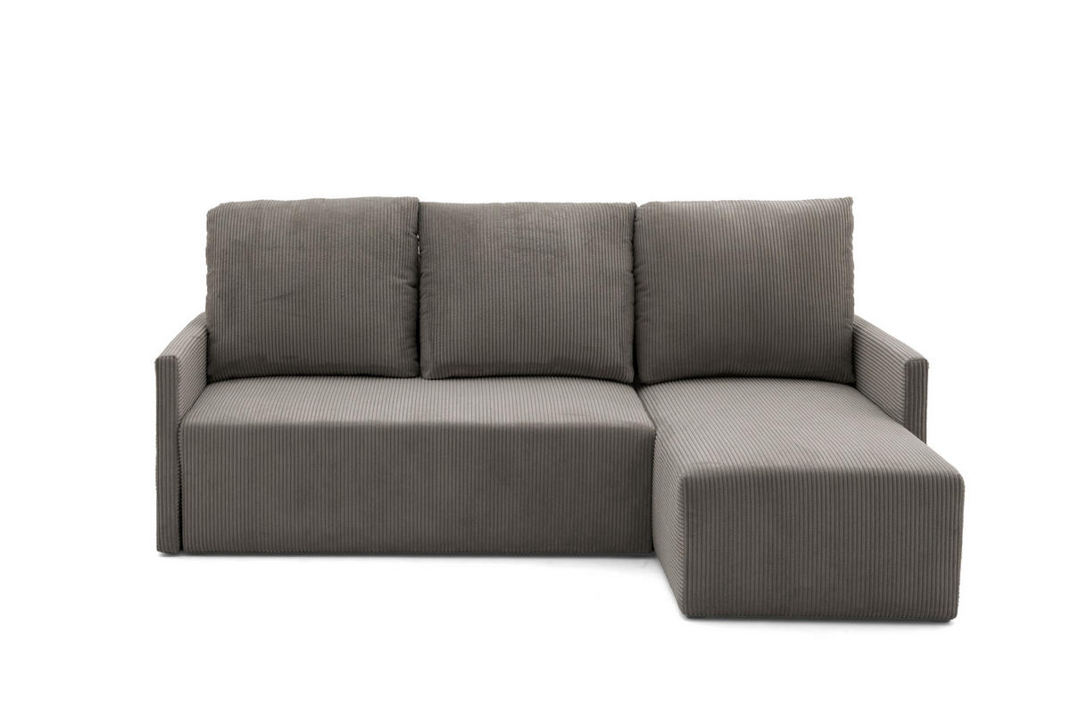 ECKSOFA GARDA L Links mit Schlaffunktion 132x198 Cord Hellbraun - Hellbraun/Schwarz, Holz/Kunststoff (209/145cm) - Muffo