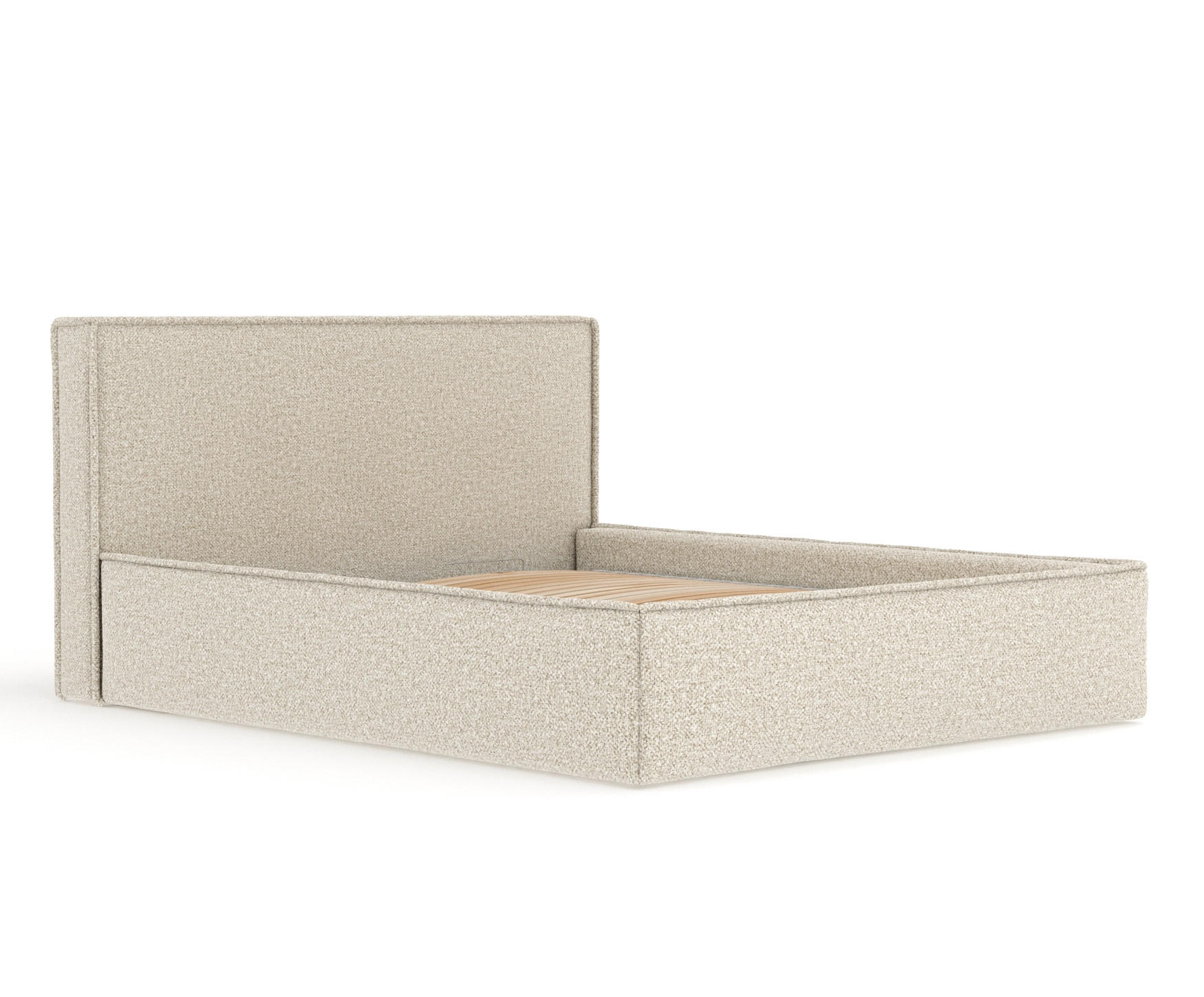 POLSTERBETT Lounge Beige 120/200 cm im Plüschstoff - Beige/Naturfarben, Holz/Holzwerkstoff (120/200cm) - Maison de Reve