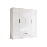 KLEIDERSCHRANK Sofia I Gloss - Weiß Hochglanz/Goldfarben, Holzwerkstoff/Kunststoff (200/216/60cm) - MIRJAN24