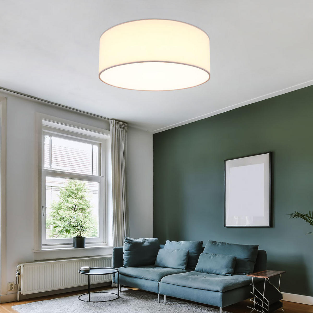 LED DECKENLEUCHTE Metall Textil Weiß - Weiß, Textil (30/30/12cm) - Globo Lighting