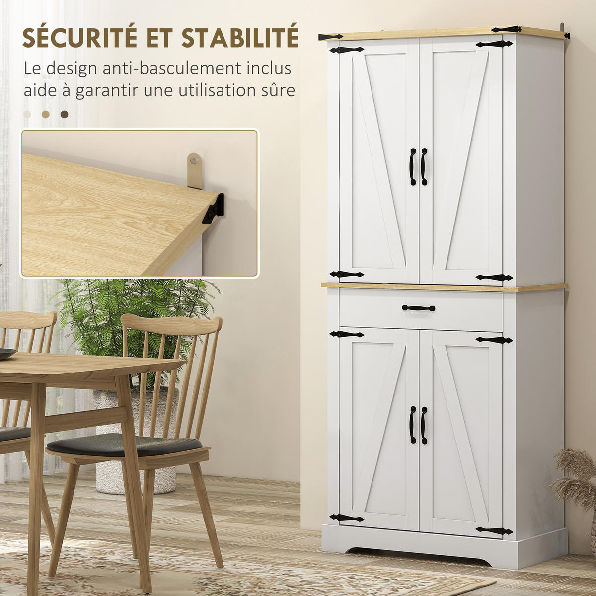 HIGHBOARD DE-11095 4 Türen & Schublade mit verstellbaren Böden Weiß - Weiß, Holzwerkstoff (40/181/76.5cm) - ComfortXL