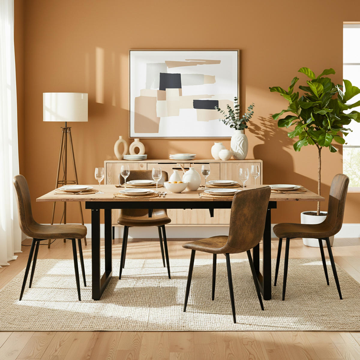 JEDÁLENSKÝ STÔL Erweiterbarer duboptik schwarz - biela, kov/drevo (180/80/75cm) - Urban Meuble