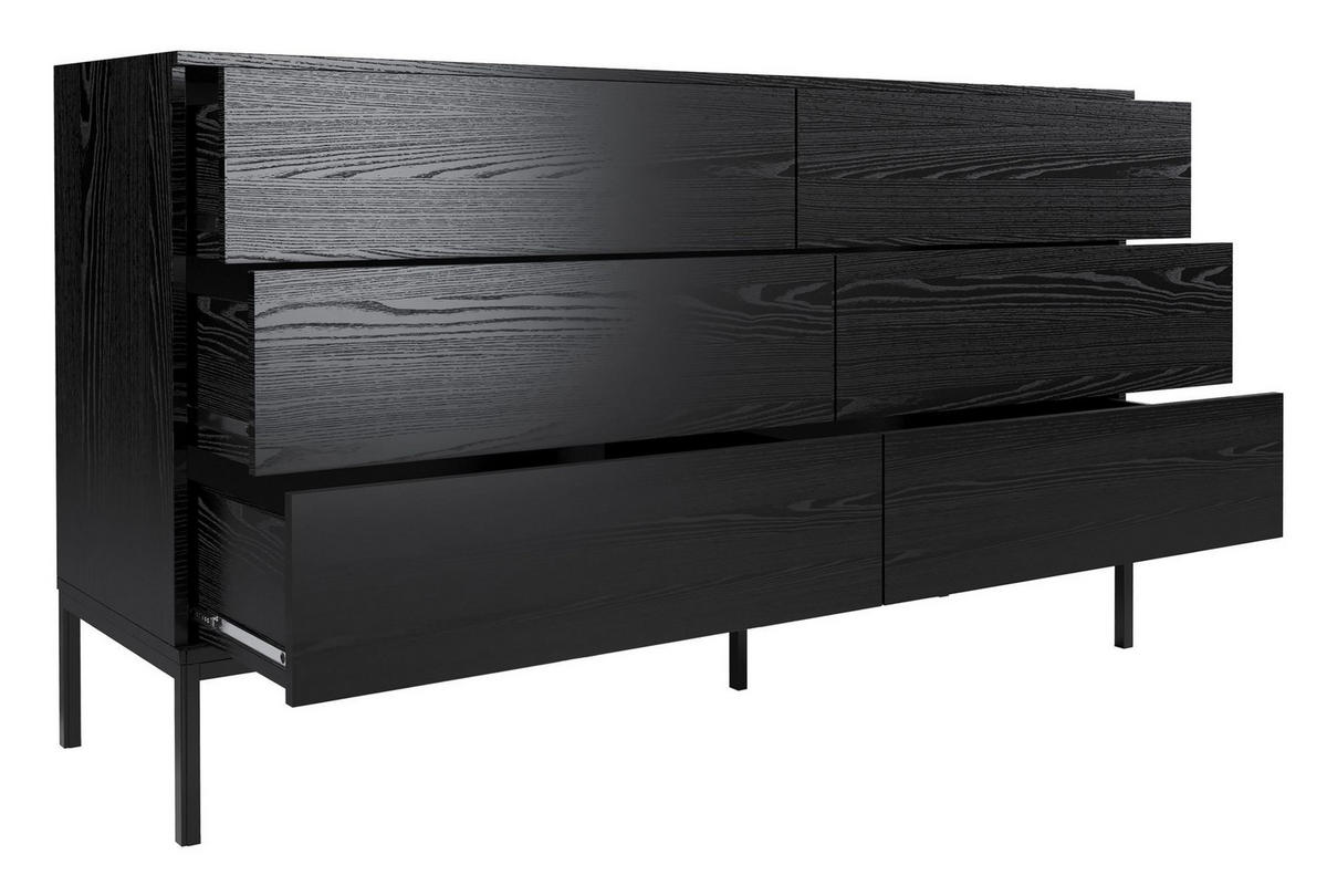 KOMMODE Schwarz Industrial Auf Metallbeinen - Schwarz, Holzwerkstoff (150/84/41cm) - Sepro Meble