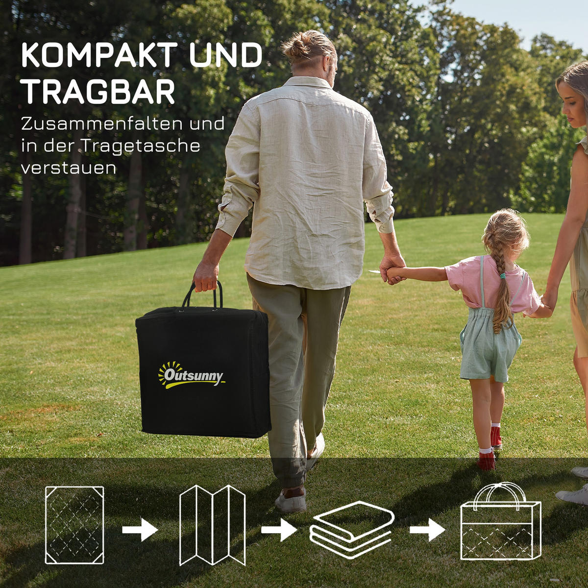 OUTDOORTEPPICH, Kunststoff, Schwarz+Grau - Schwarz/Grau, Kunststoff (274/182cm) - Outsunny