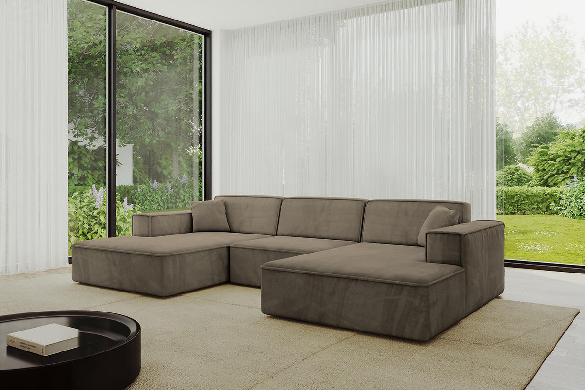 WOHNLANDSCHAFT IREA-U1-v4 - 303x171x79 cm Braun - Braun, Holzwerkstoff/Textil (303/79/171cm) - ALTDECOR
