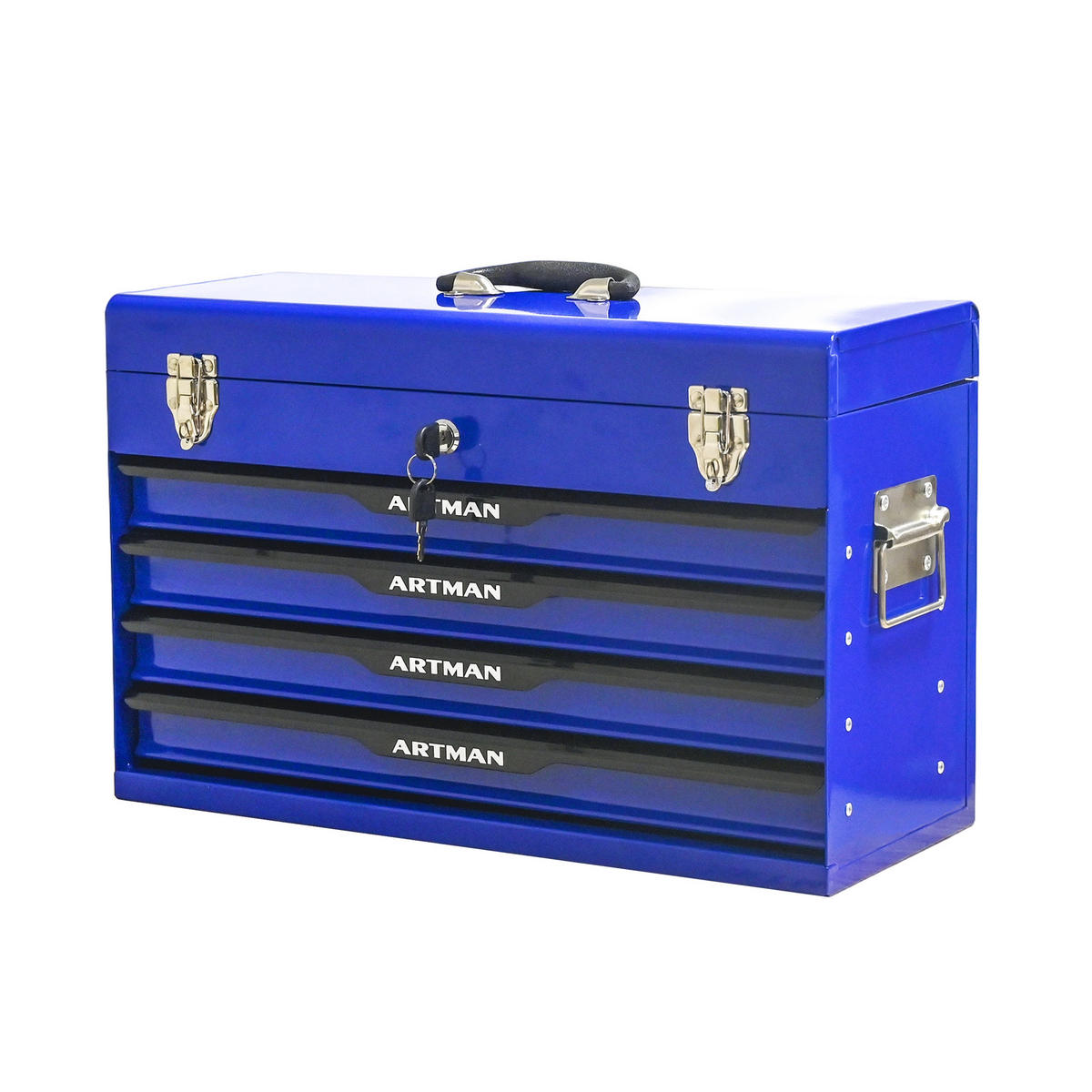WERKZEUGKISTE 20 Zoll mit 3 Schubladen, pulverbeschichteter Stahl, Blau - Blau, Metall (22.3/34.5/53.2cm) - Novahome
