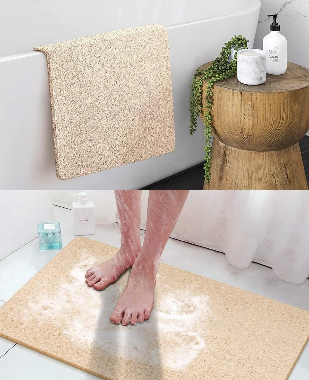 DUSCHMATTE – 40 x 60 cm – Beige – Atmungsaktiv - Beige, Kunststoff (30/20cm)