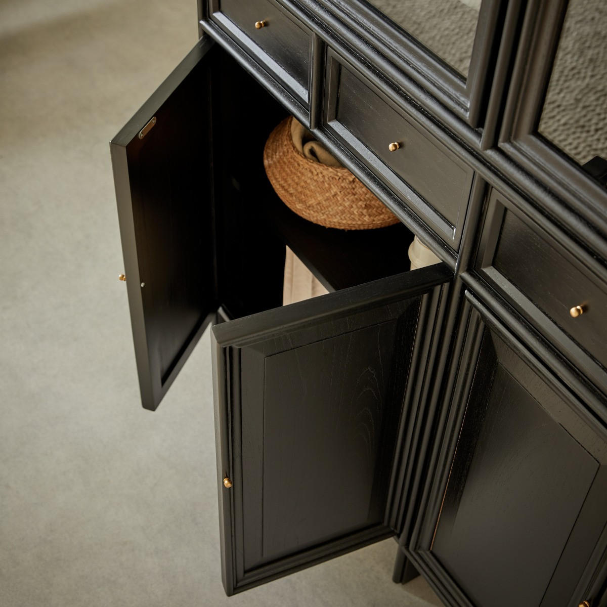 GESCHIRRSCHRANK Anna Schwarz aus Mindiholz - Schwarz, Holz (120/210/41cm) - Tikamoon
