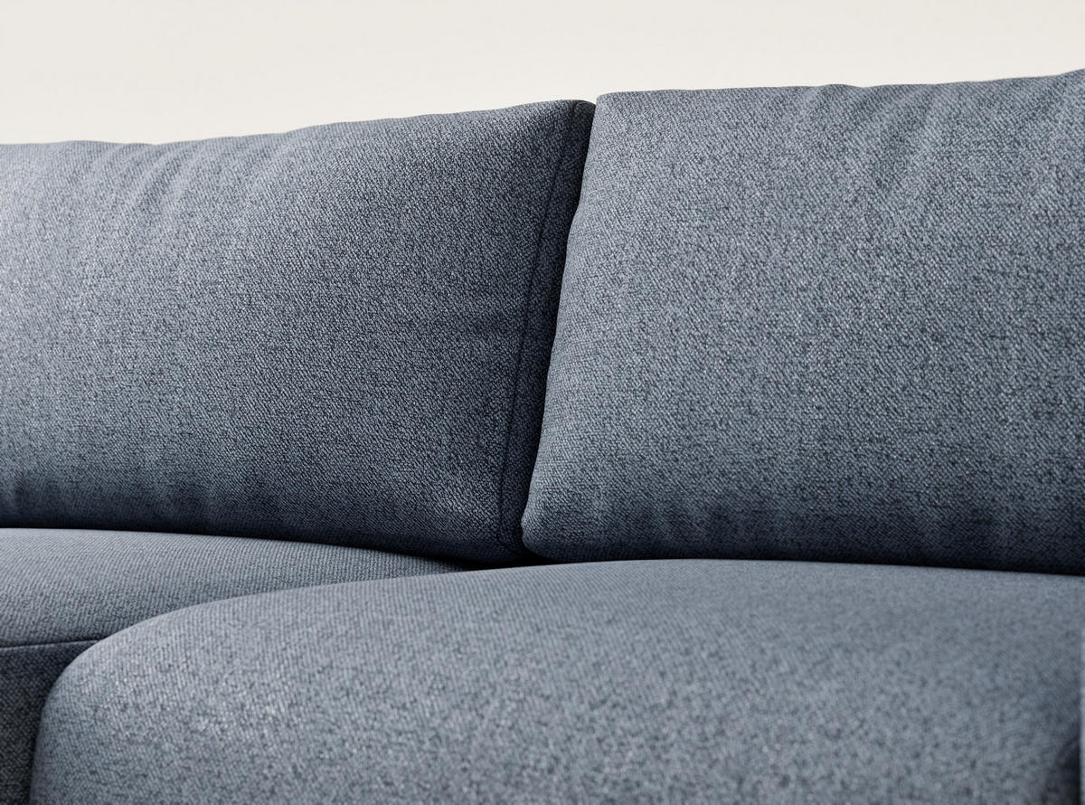 ECKSOFA MIT SCHLAFFUNKTION Numba Blau Webstoff - Blau/Schwarz, Holz/Holzwerkstoff (253/153cm) - Maison de Reve