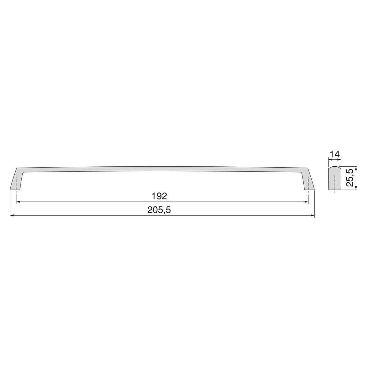 MÖBELGRIFFE Canton, L206mm, 192mm Achsenabstand, Zamak, Nickel satiniert 10er-set - Silberfarben, Kunststoff (1.4/3/20.55cm) - EMUCA