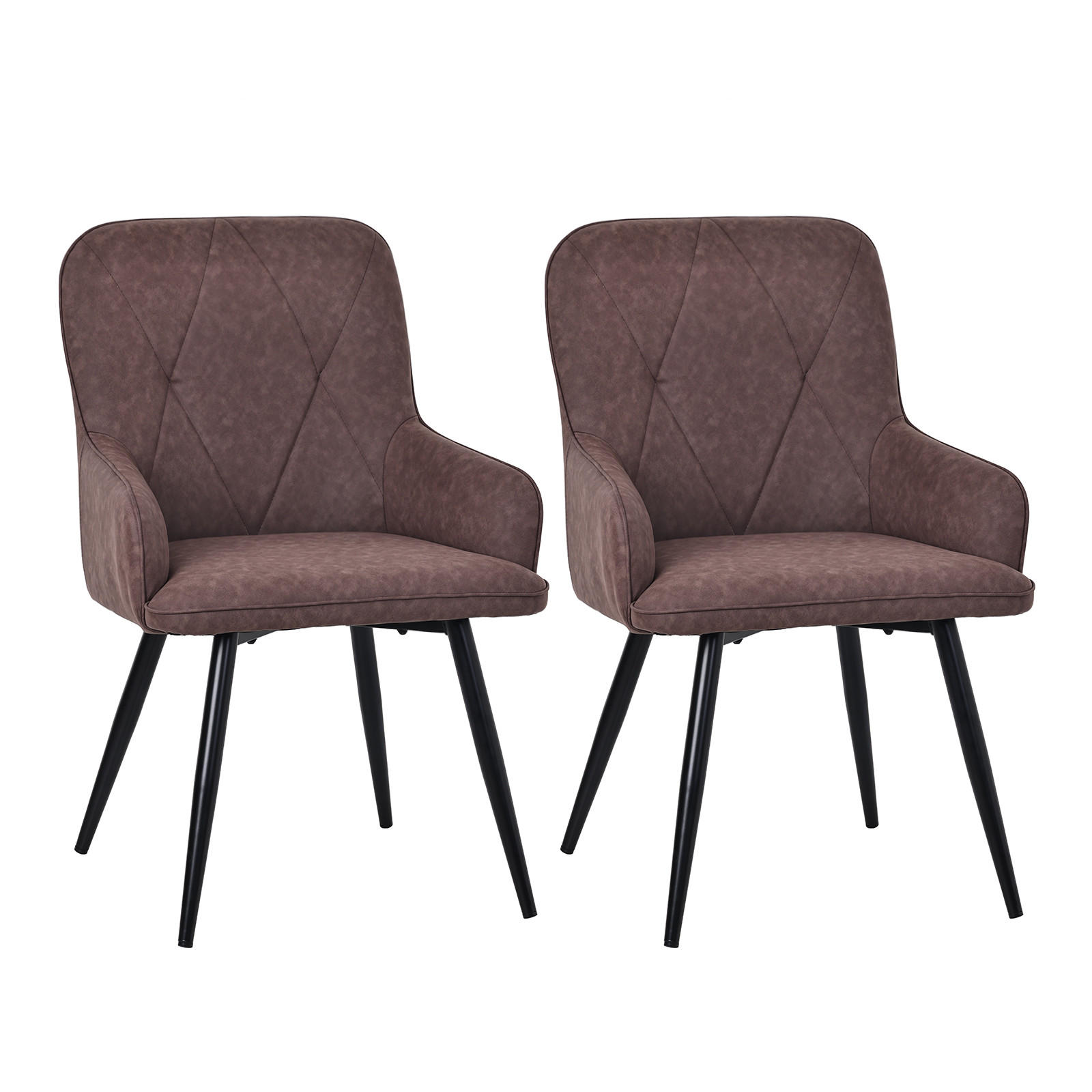 ARMLEHNSTUHL-SET 2 Stück in Lederlook(YZ3) - Dunkelbraun, Textil (57/87/62cm) - HOMAVO