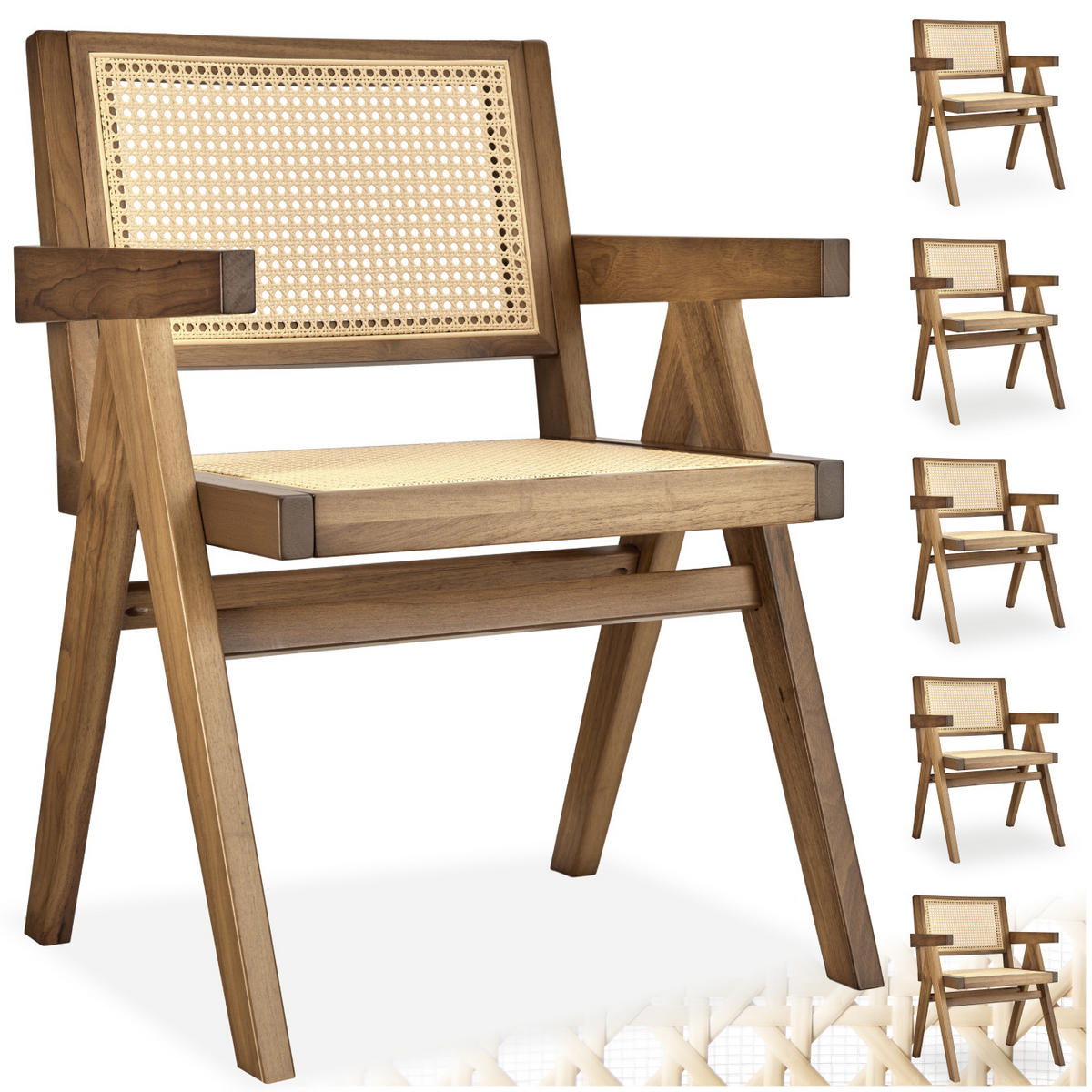 ARMLEHNSTUHL 6er Set Lissy,59 x 56,5 x 82,5 cm, Belastbarkeit 120 kg, Eiche hell - Eichefarben, Holz (56.5/82.5/59.5cm) - tectake