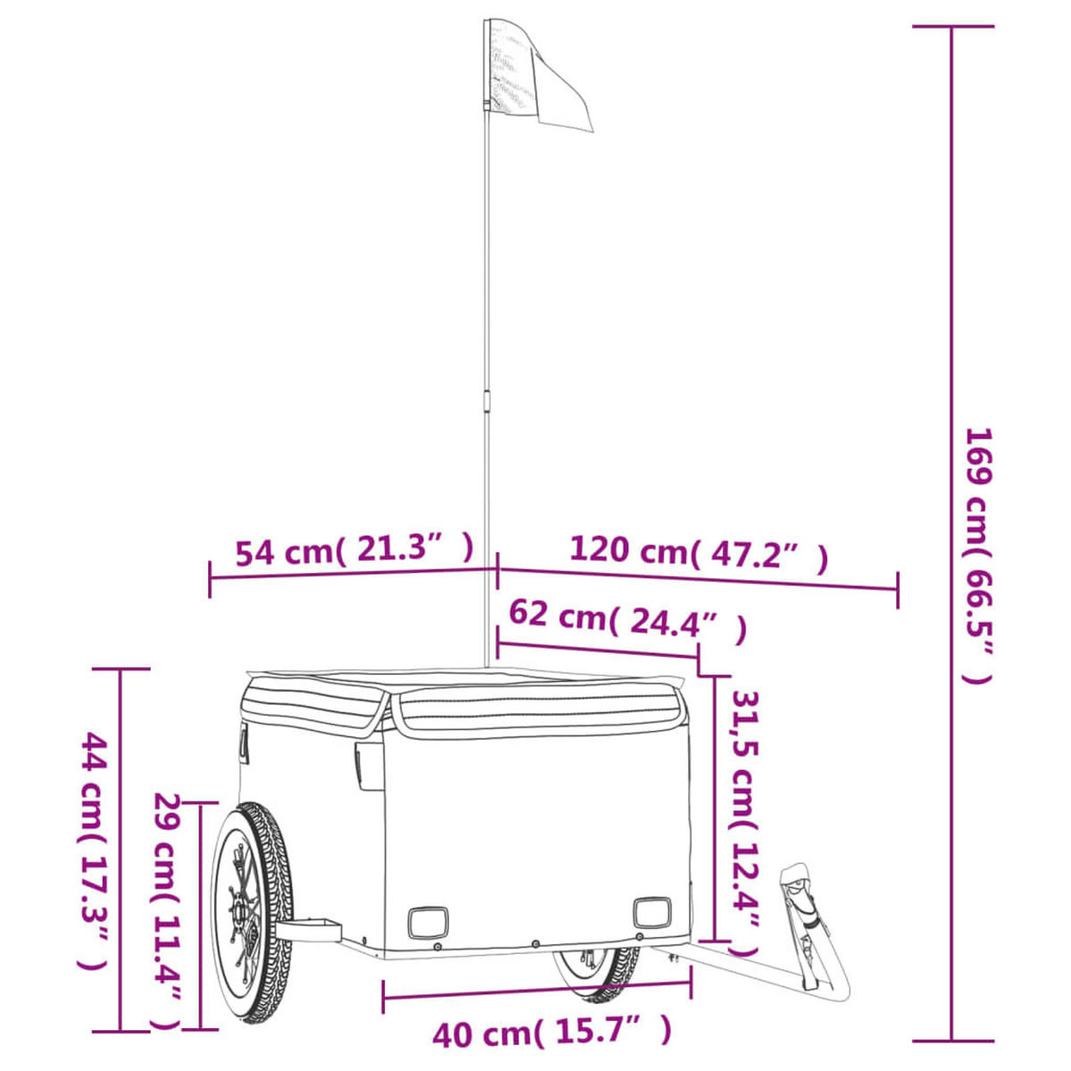 FAHRRADANHÄNGER Schwarz Und Blau 30 Kg Eisen - Blau, Metall (54/44/120cm) - vidaXL