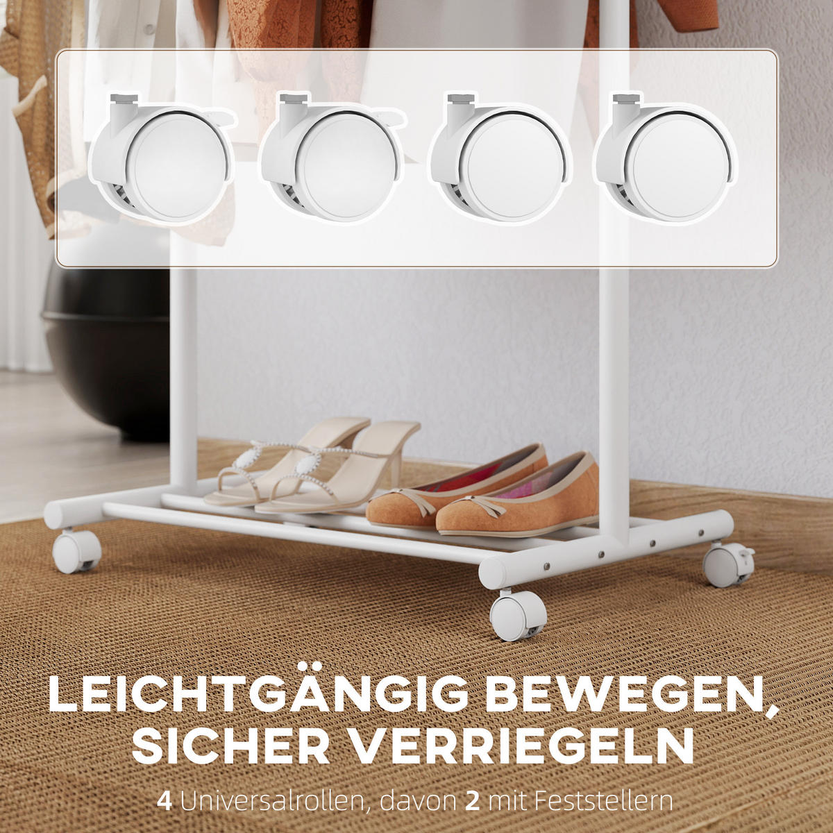 KLEIDERSTÄNDER DE-09739 Weiß - Weiß, Metall (68/171/43cm) - ComfortXL