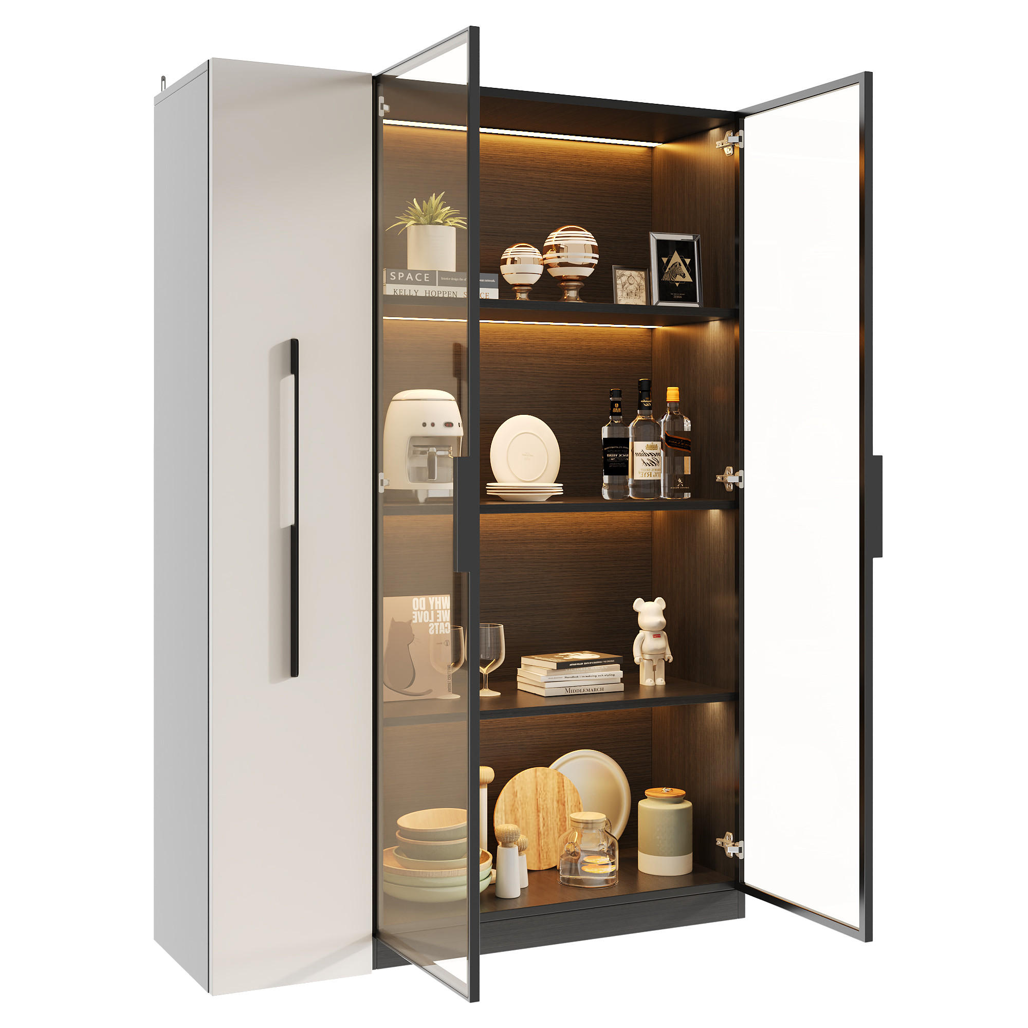 Beauniv Vitrine Schwarz 35x160x110.5 cm