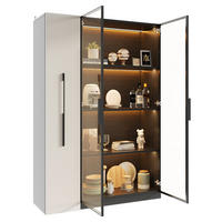 VITRINE mit LED und Seitenauszug 110,5x35x160 cm Schwarz/Weiß - Schwarz, Glas (35/160/110.5cm) - Beauniv