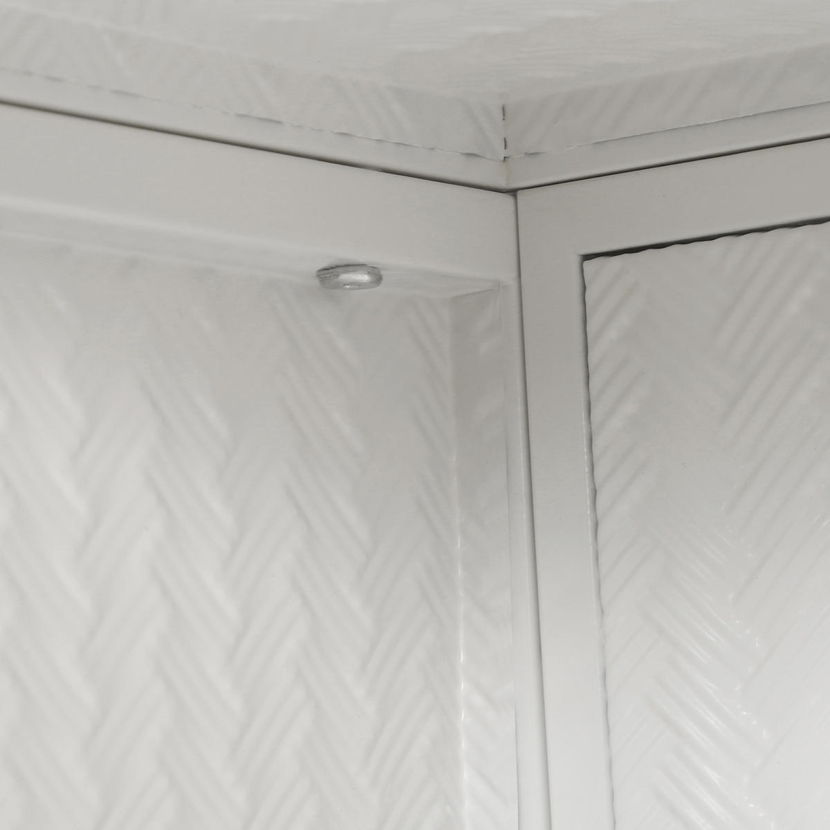 KÜCHENOBERSCHRANK 70x23x60 cm Weiß aus Metall & Sicherheitsglas mit gewebtem Design & 3 Ablagen - Weiß, Glas (70/60/23cm) - Modfu