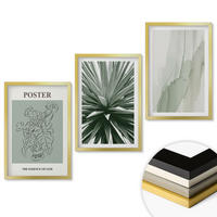 WANDBILDER 3er Set - 40x60 cm Goldrahmen - Pflanzenmuster in Grün - Goldfarben, Kunststoff (40/60cm) - ArtPrintCave