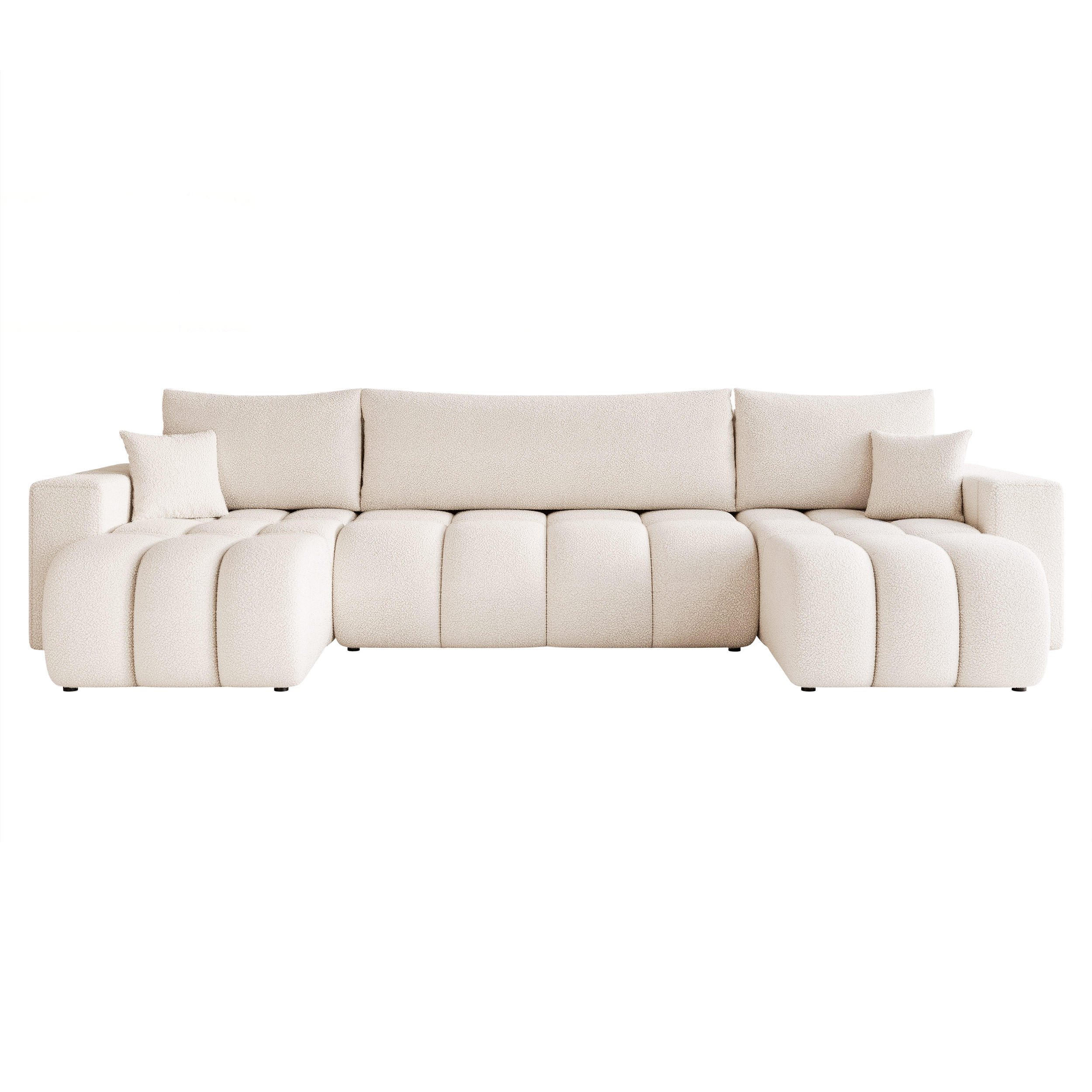 WOHNLANDSCHAFT OFI mit Schlaffunktion und Bettkasten Creme - Creme, Holzwerkstoff/Kunststoff (318/79/145cm) - Idohome