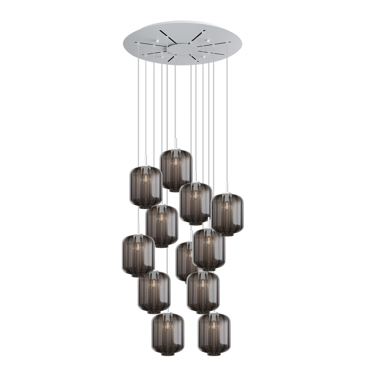 GALERIELEUCHTE Velo 12-flammig Rauch Ø 25cm - Anthrazit/Weiß, Glas (25/25/27cm) - s.luce
