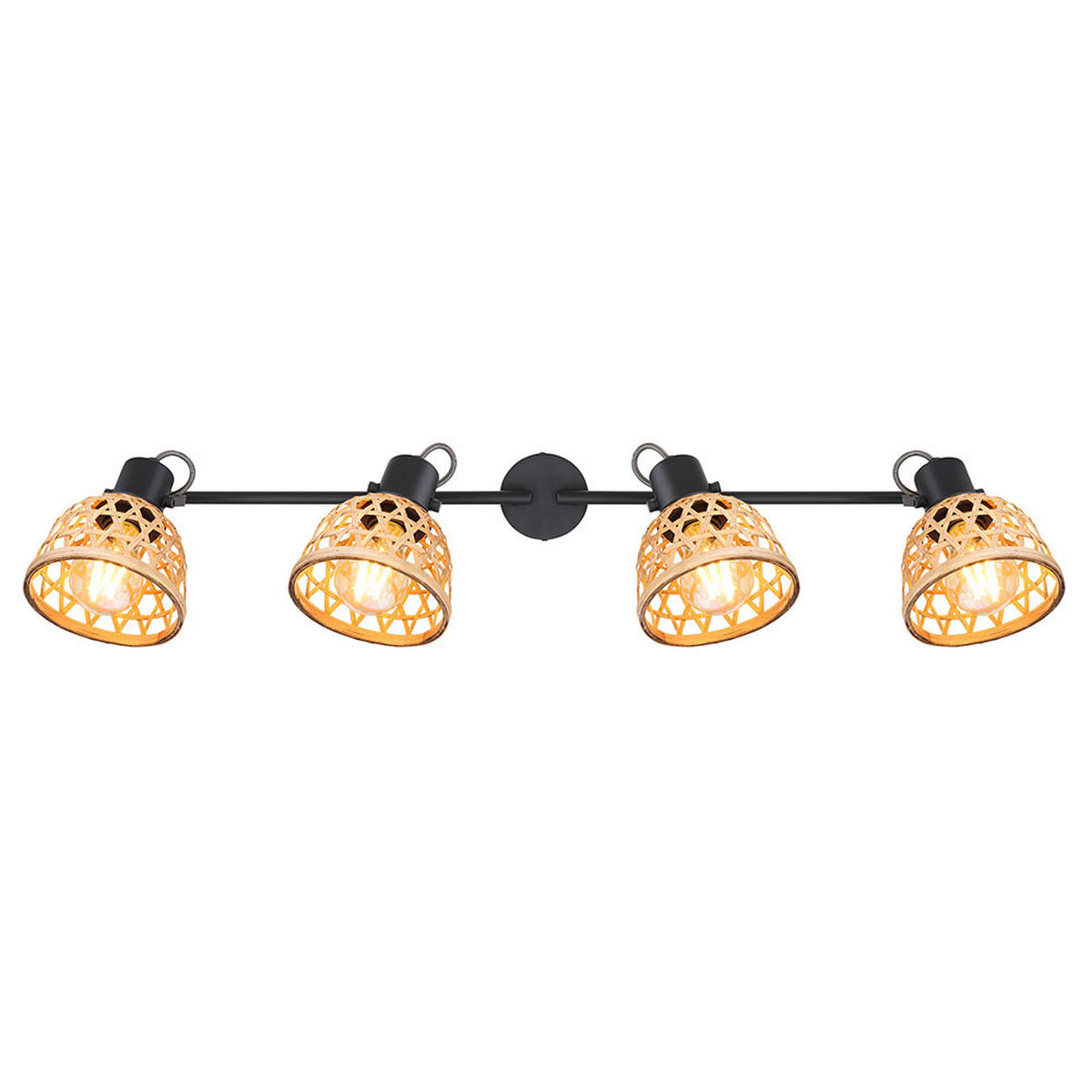 DECKENLEUCHTE Metall Bambus Schwarz WENNA - Braun, Holz (80/13/19cm) - Globo Lighting