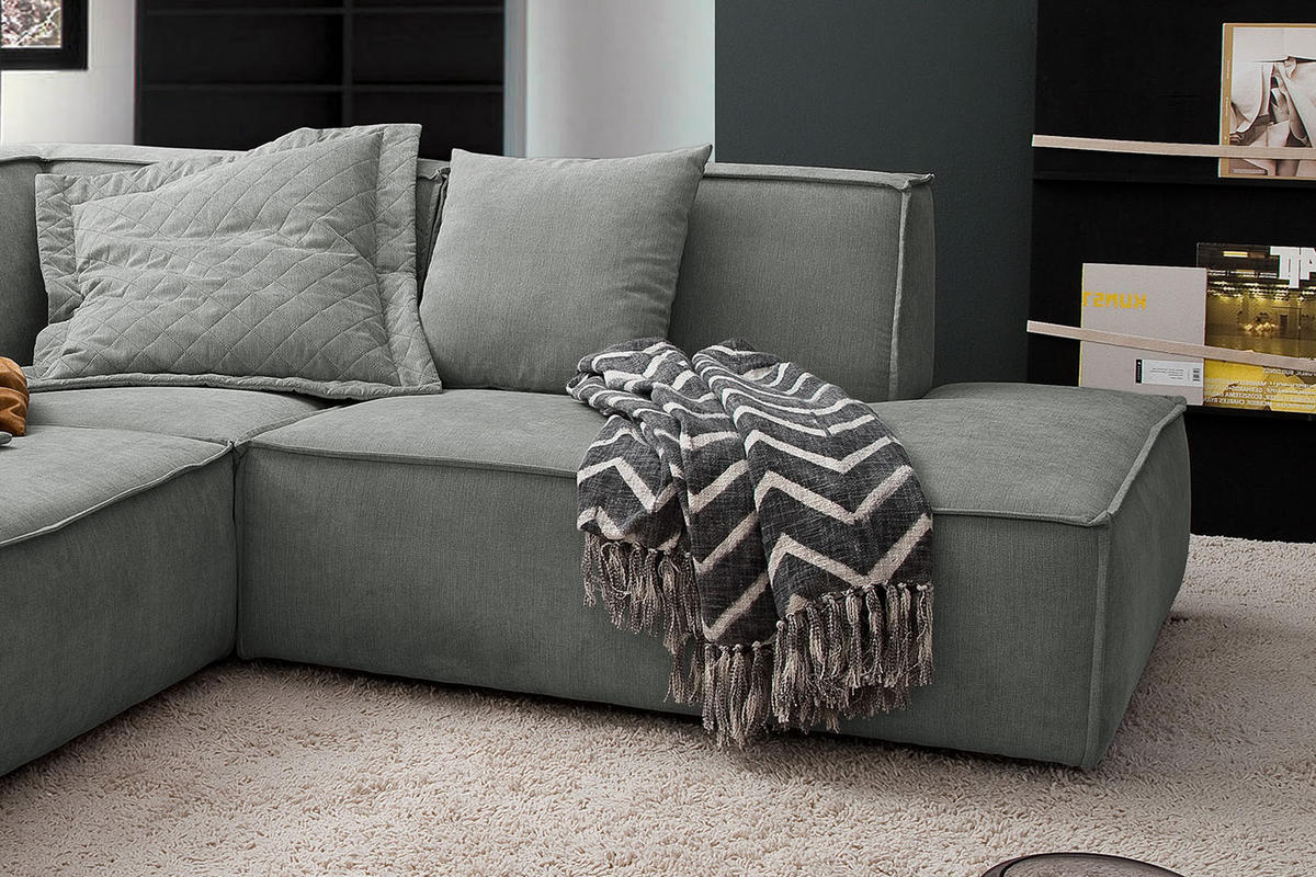 ECKSOFA SAMU Grau Webstoff - Schwarz/Grau, Textil (226/224cm) - KAWOLA