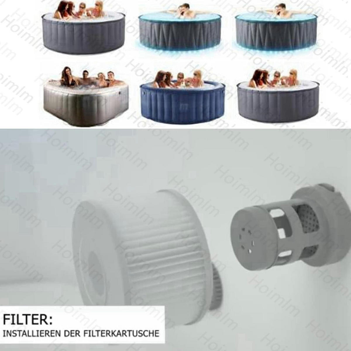 FILTERKARTUSCHE für Whirlpools und aufblasbare Pools Modell ab 2020 - Grau, Kunststoff (10.2/1/12.7cm)