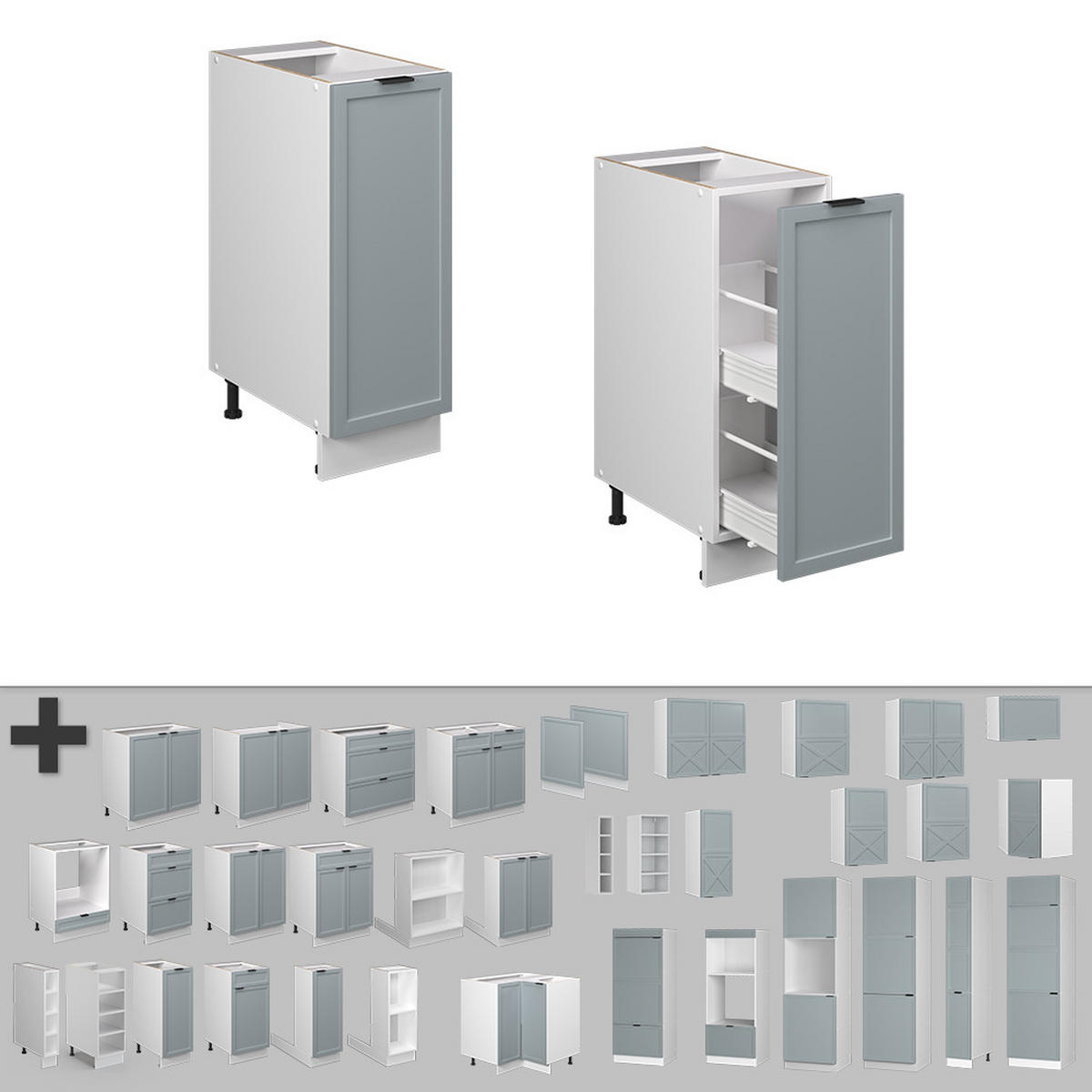 APOTHEKERUNTERSCHRANK Fame-Line Hellblau-grau 30 cm, AP Anthrazit - Blaugrau/Weiß, Holzwerkstoff (30/82/60cm) - Vicco