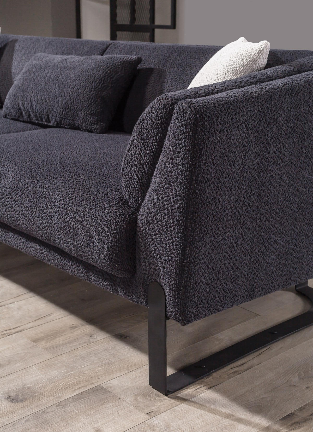 2-SITZER Sofa SILVANA, Schwarz - Schwarz, Textil/Metall (195/75/86cm) - Villa Möbel