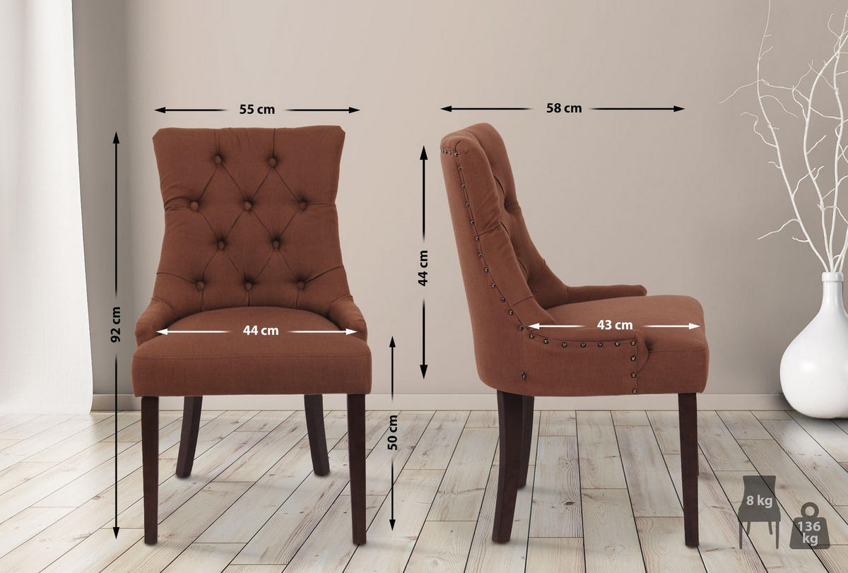 WOHNZIMMERSTUHL Stoff braun - Braun, Holz/Textil (55/92/58cm) - CLP