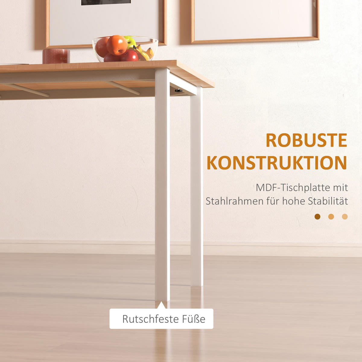ESSTISCH erweiterbarer Küchentisch Esszimmertisch für 6 Personen, Stahl, Braun - Braun, Kunststoff (160/70/76cm) - HOMCOM