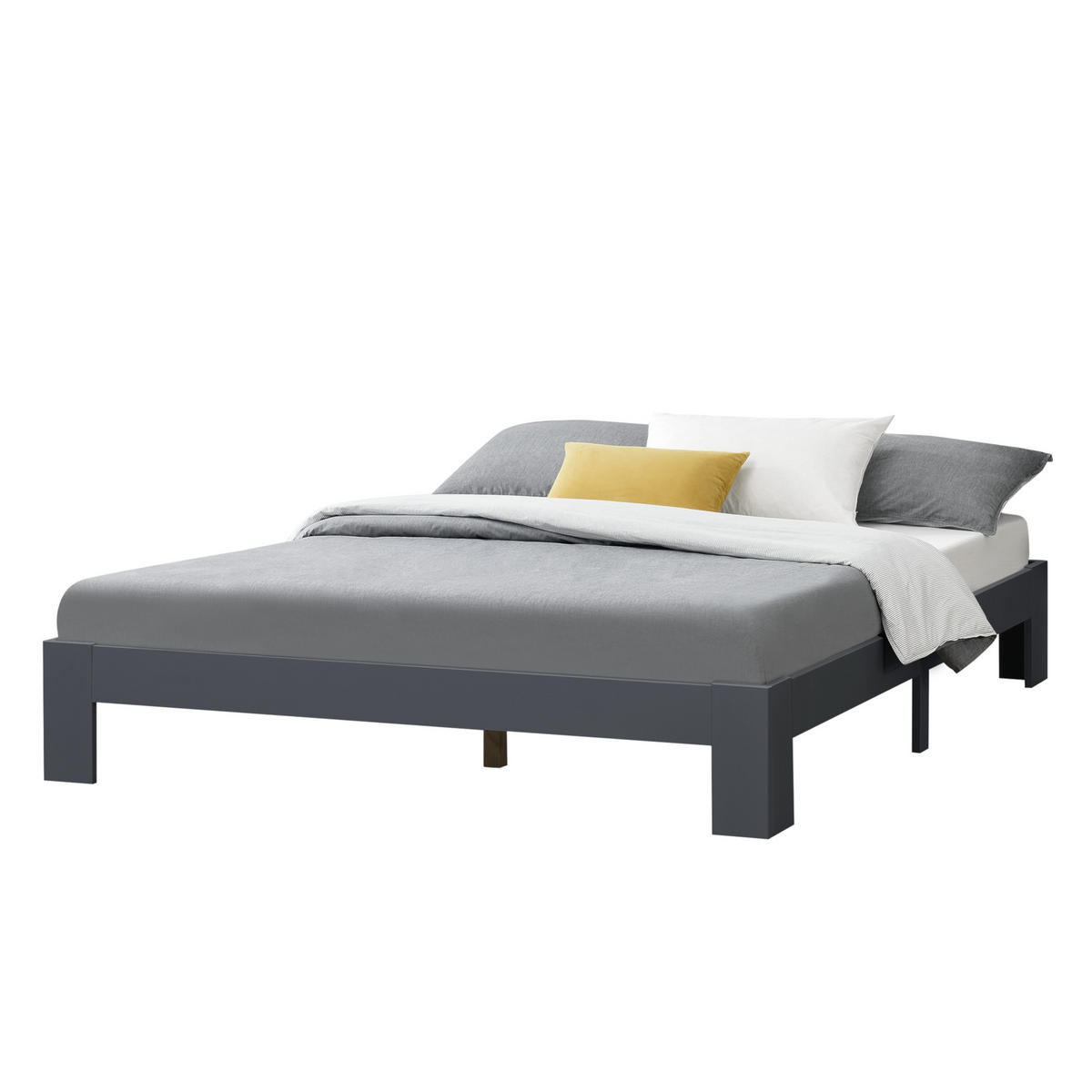 HOLZBETT Raisio - Dunkelgrau, Holz (140/200cm) - [en.casa]